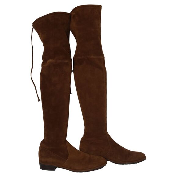 Stuart Weitzman Lowland Over-The-Knee Boots in Brown Suede - Picture 3 of 9